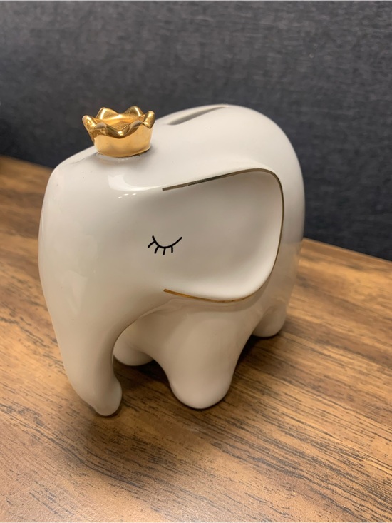 Mud Pie Other - Mud Pie White Mini Elephant Bank
